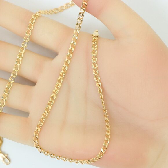 "Shiny Rose Gold Curb Chain Necklace with Sleek Polished Finish , XPNL0175 - Picture 5 of 12